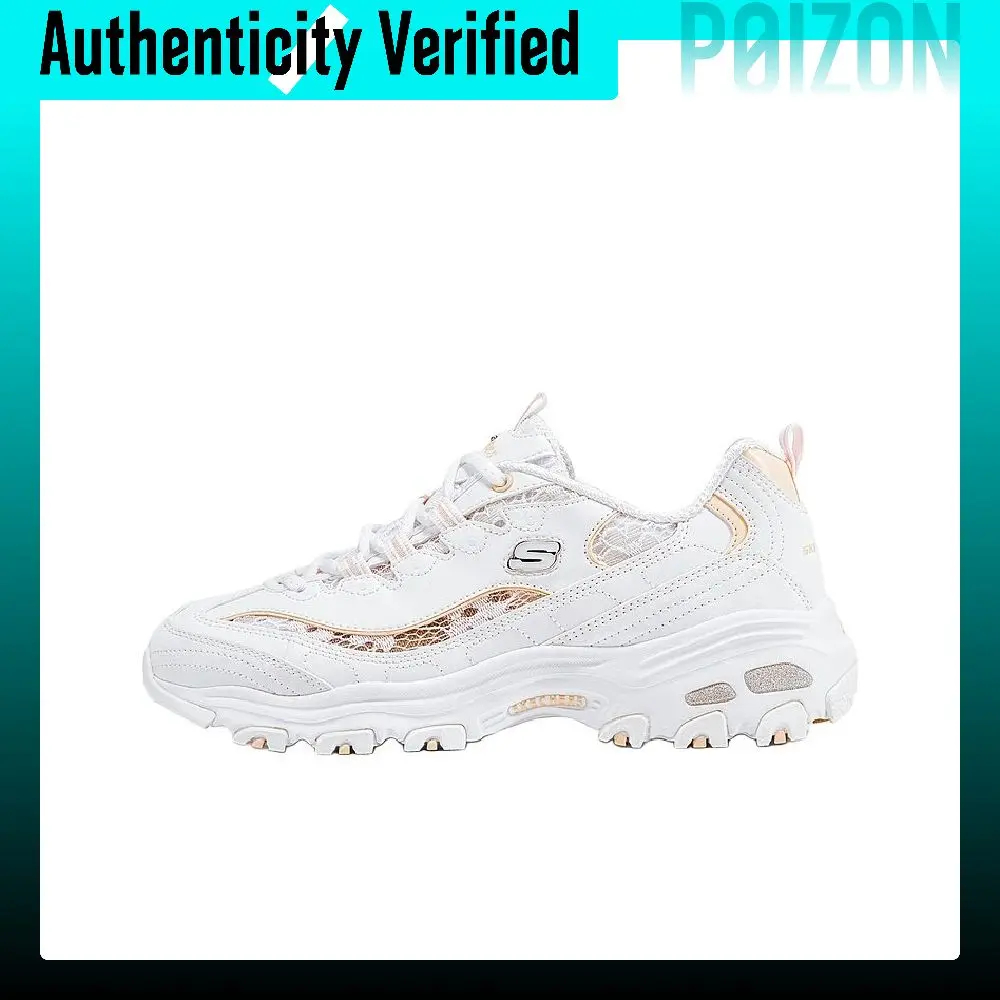 Skechers D'Lites 1.0 Textile, Synthetic Leather Abrasion Resistant Low top Casual Shoes Women's White 150535-WHT