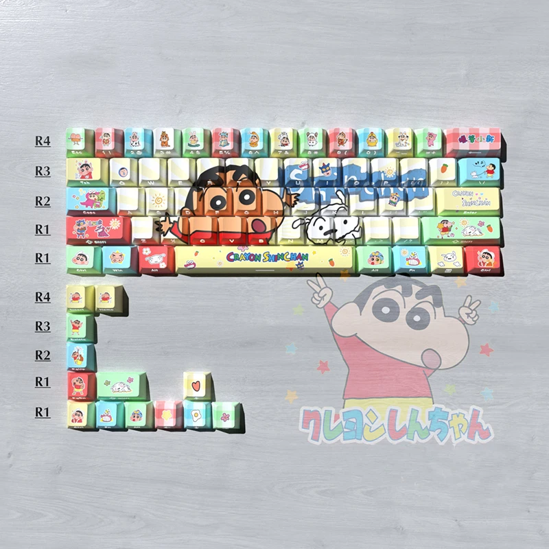 

74 Keys Keycaps Set for Mechanical Keyboards Cartoon Crayon Shin-chan Theme Keycaps High Quality PBT Material Durable Keycap