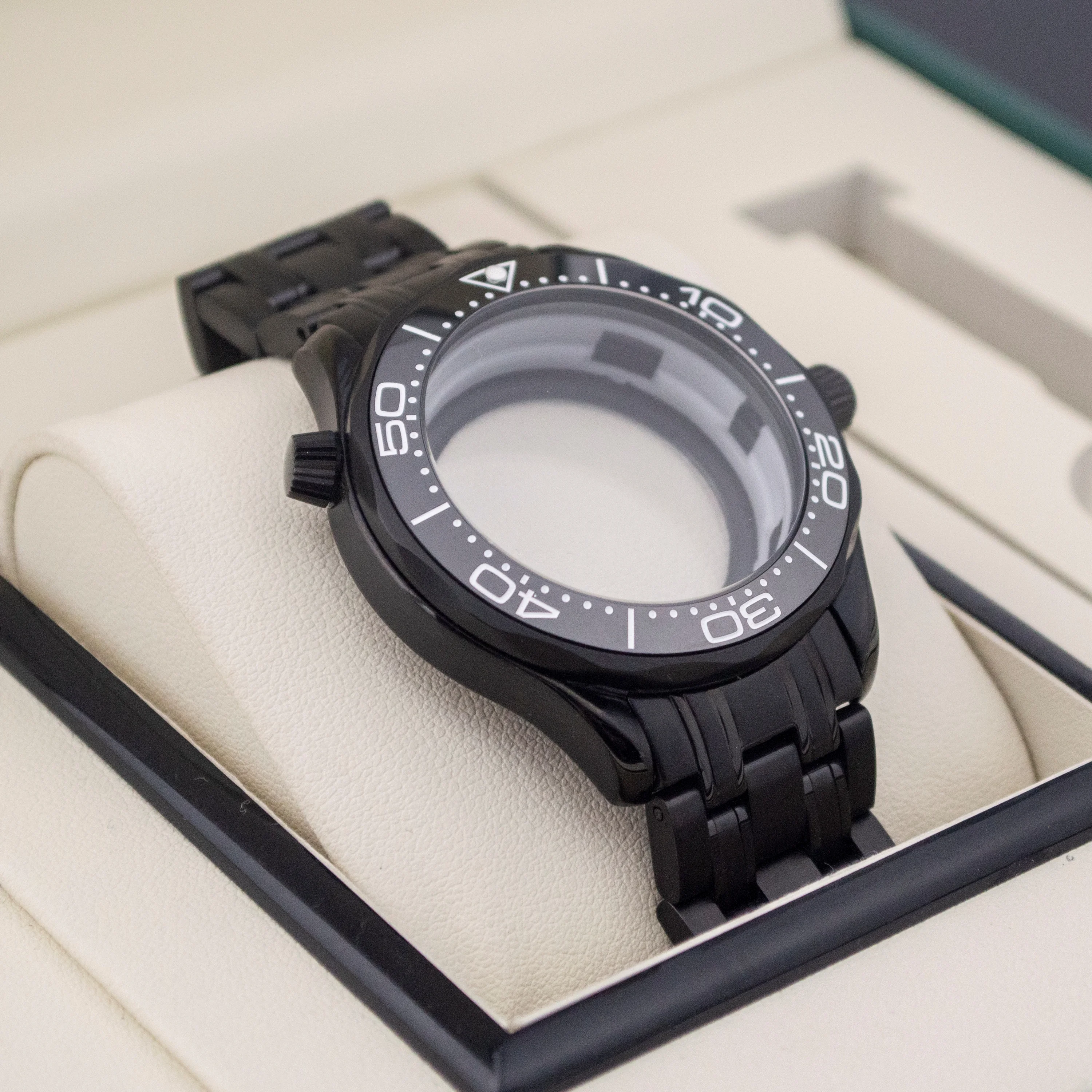 

41mm 316L Stainless Steel Watch Case Strap With Bezel for Seamaster 300 NH35/36 Automatic Movement Watchband Men's Bracelet MOD