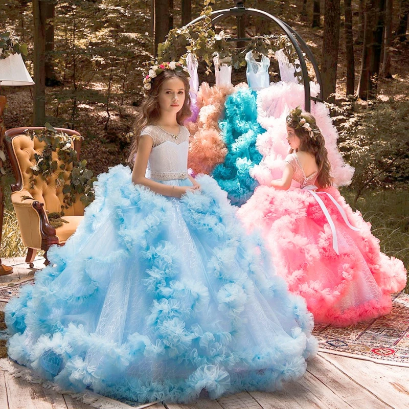 Vestido sem mangas para meninas, Vestidos de princesa, Baile de casamento, Vestidos de primeira comunhão, Presente de aniversário