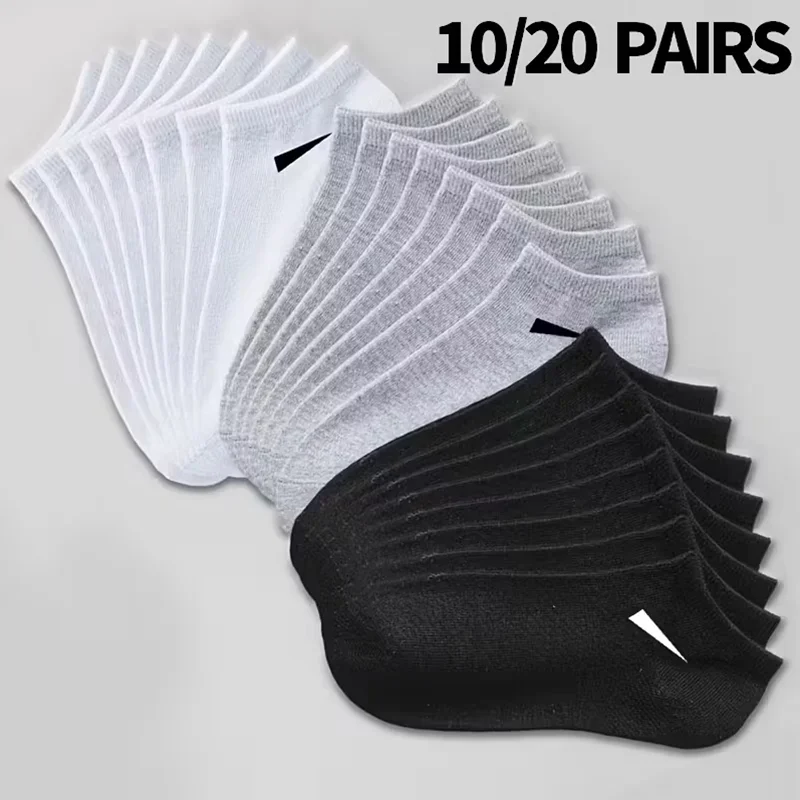 10/20 Pairs Ankle Socks Men Women Breathable Low Cut No Show Socks Solid Color Soft Short Socks for Daily Wear