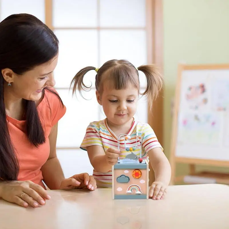 Developmental Peuter Educatief Speelgoed Kraal Doolhof Speelgoed Voor Peuters Houten Oceaan Doolhof 4-Zijden Kids Activiteit Kubus Gift set