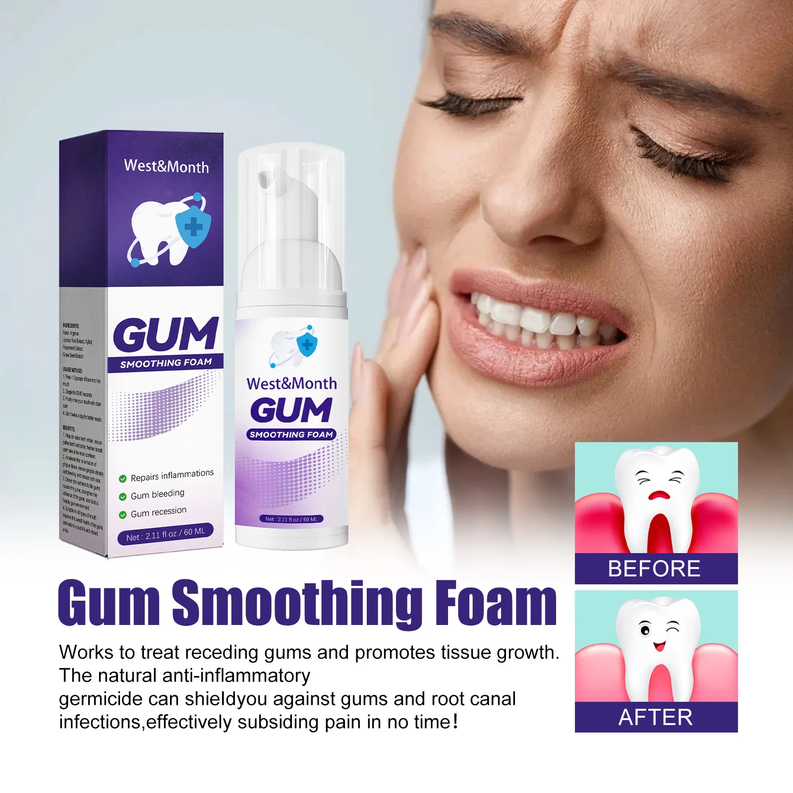 

Caring For The Oral Cavity Dental Stains And Dirt Care Toothpaste Foam Mousse White Teeth Deep Cleaning Non Irritating Gums