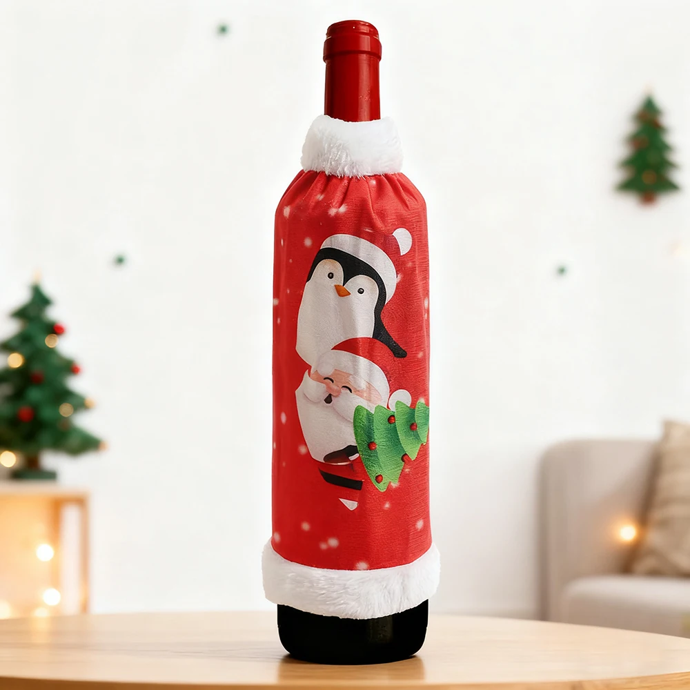 23-29CM Navidad botella de vino suéter cubierta Santa botella cubierta chaqueta para 2026 Navidad suministros de fiesta decoración adorno de Año Nuevo