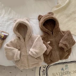 Costume ours pour bébé garçon, ensemble de vêtements épais, veste et pantalon en coton, survêtement pour bébé fille, tenues pour tout-petits de 0 à 2 ans