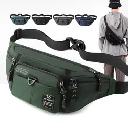 Multi-Pocket Men Waist Fanny Pack Outdoor Sports Large-capacity Solid Color Sling Chest Bag Nylon Anti-theft Bum Hip Bag
