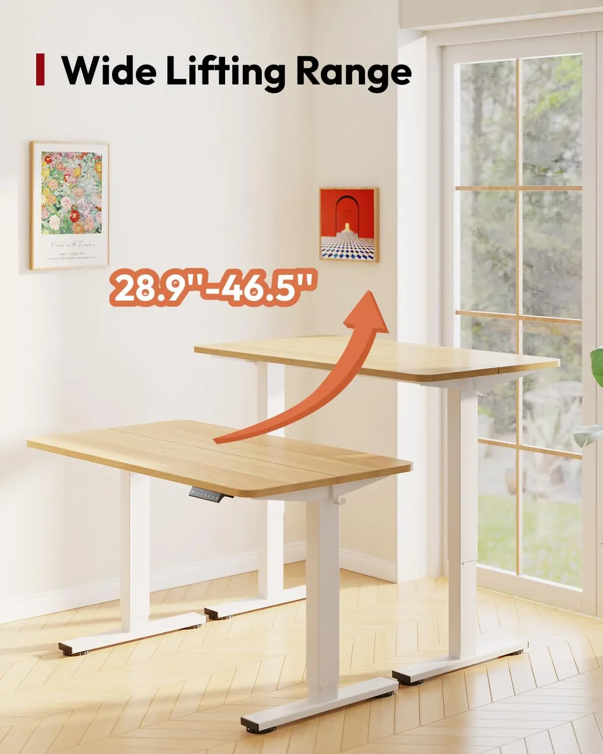 

Electric Standing Desk 40x24 in, Sit-Stand Workstation with Splice Board, Ergonomic Home Office Setup, White Frame/Maple Top