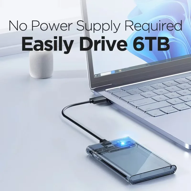 2.5インチ HDD SSDケース SATA - USB 3.0 Type C 透明 6Gbps 最大 外付けハードドライブハウジング UASP SATA III対応 ノートパソコン用,2.5 Inch HDD SSD Case SATA to USB 3.0 Type C Transparent 6Gbps Max External Hard Drive Housing Compatible UASP SATA III Lapto