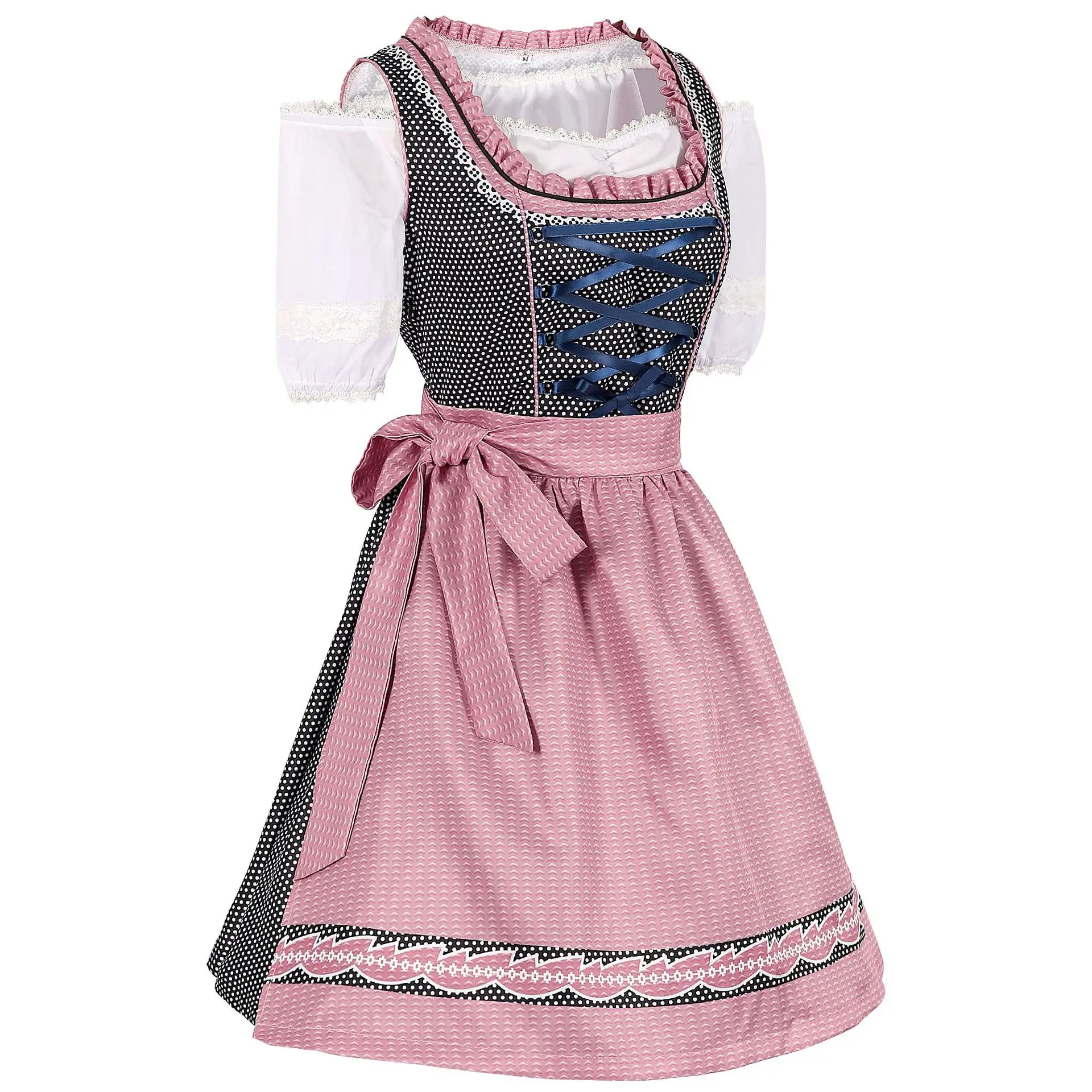Red German Oktoberfest Traditional Dress Girl Dirndl Dress Off-Shoulder Beer Maid Costume Halloween Carnival Cosplay Party Dress