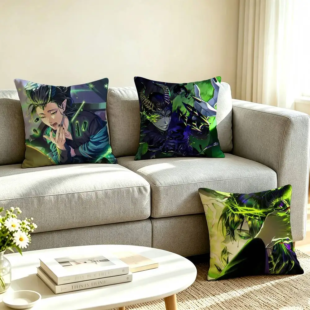 T-Twisted-Wonderland Malleus Draconia  Square Double-Sided printed Pillow Case Bedroom Bedside Pillow Sofa Cushion Cover