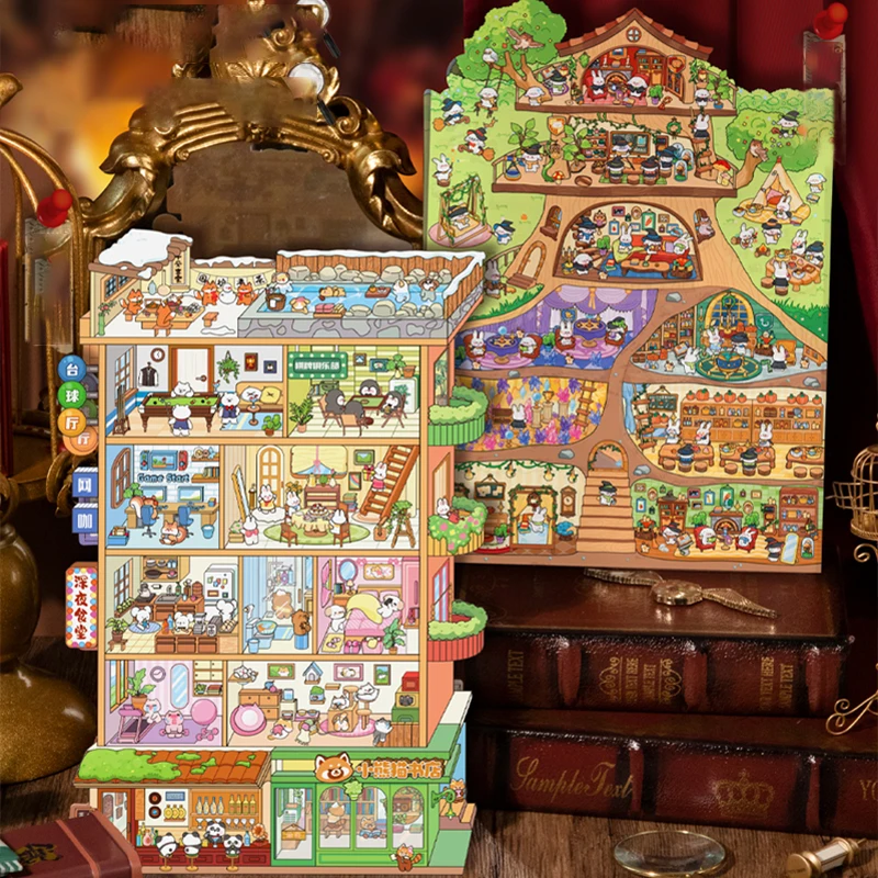 Große Größe, 3 Blatt/Beutel, Cartoon-Wald, flach, PET, dreidimensionales Aufkleberpaket, Handbuch, Schreibwaren, DIY, handgefertigt und Sammelalbum