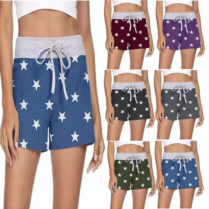 

Women's Pentagram Lace up Sports Shorts Straight Leg mid Low Waist Casual Pants Other Material 100% for Middle-Aged Women