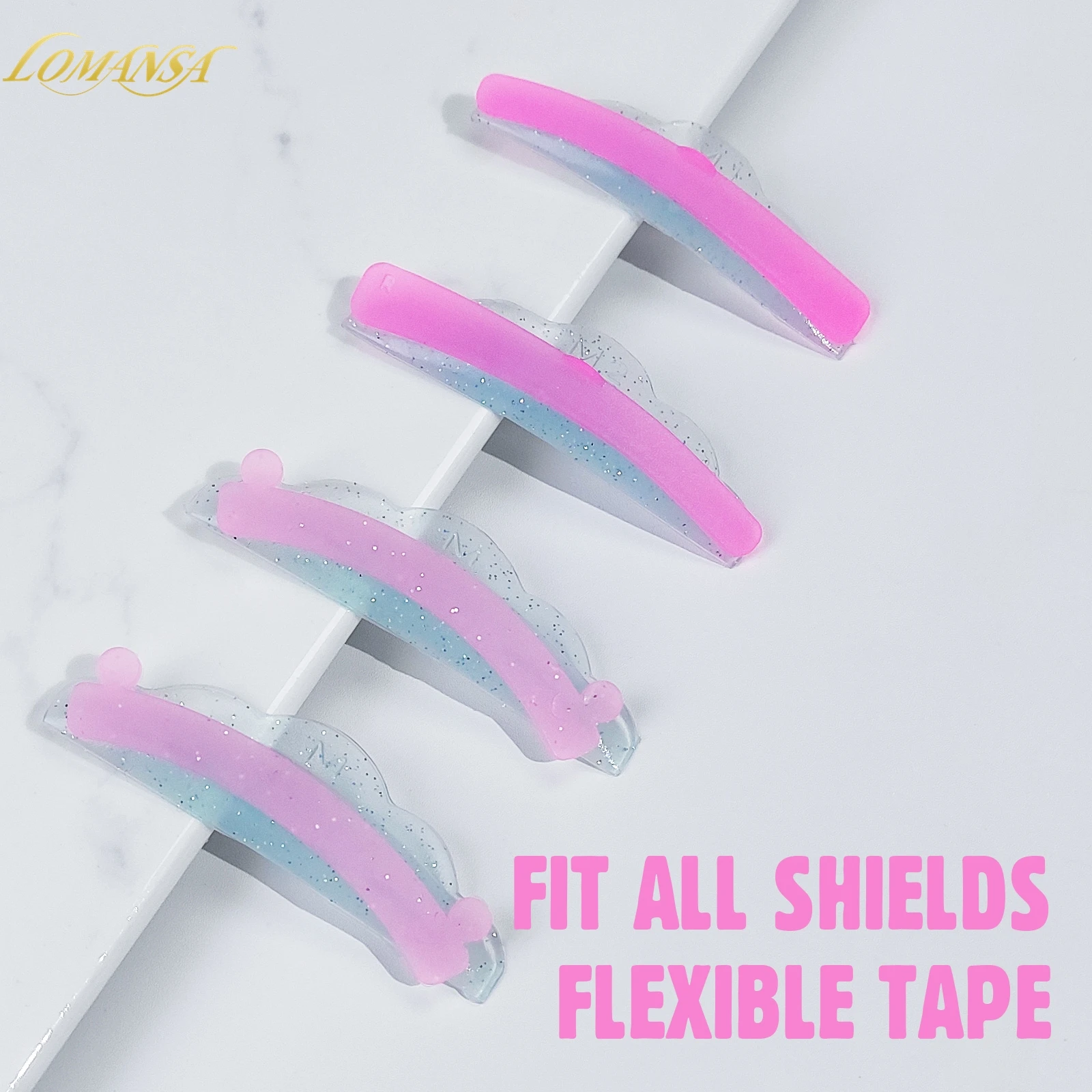 Lomansa 2 Pairs Silicone Eyelash Rods Ribbon Soft Colorful Lash Lift Ribbon Perm Multi-Functional Eyelash Lifting Makeup Tools