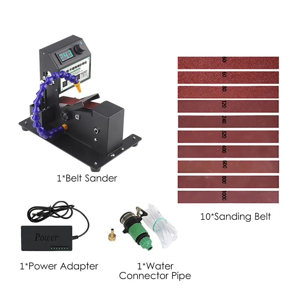

CX-350W Household miniature water belt sander Mini electric polisher Knife sharpener Desktop sandpaper belt sander