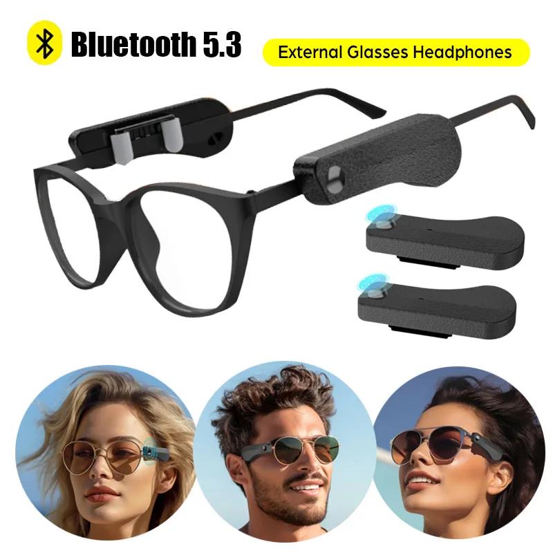Auriculares inalámbricos estéreo Bluetooth 5,3, micrófono para gafas externas, auriculares, reducción de ruido, llamada con manos libres, auriculares táctiles