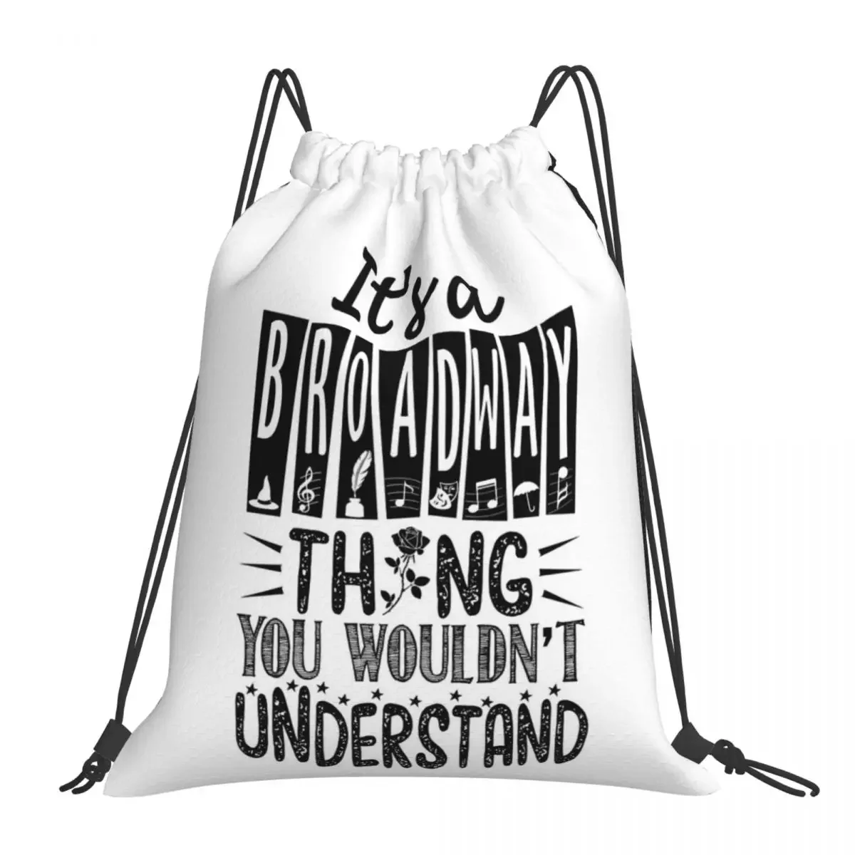 Broadway Thing Backpacks Casual Portable Drawstring Bags Drawstring Bundle Pocket Sports Bag Book Bags For Travel Students