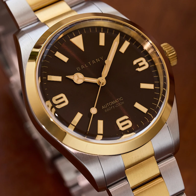 Baltany S4035G 39 مللي متر الذهب اكسبلورر الساعات للرجل الفاخرة NH38 ساعات المعصم الميكانيكية الياقوت كريستال مقاوم للماء فستان ساعة #3