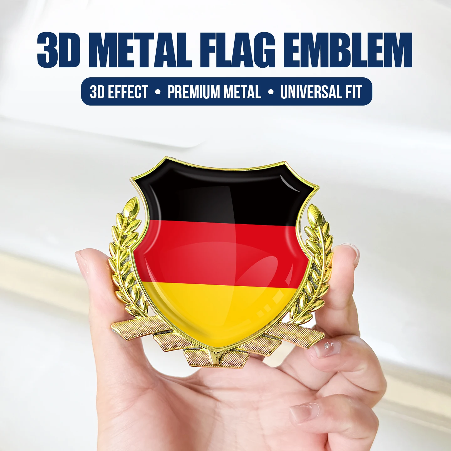 3D Epoxy Germany Flag Car Sticker Gold Silver Metal Base Shield Emblem Badge German Decal For BMW Benz Audi VW Golf Passat view 5