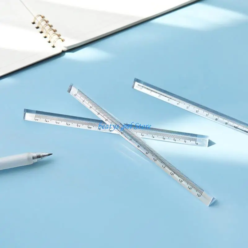 C7AB Gerades Lineal aus Acryl, Messbereich 0–15 dreiseitiges, klares gerades Lineal