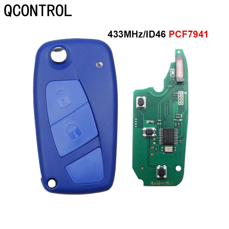 QCONTROL 2 BT ID46 Special Flip Remote Key For Fiat Panda 2003 2004 2005 2006 2007 2008 2009 2010 2011 2012 Replace Genuine Key