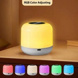 Portátil RGB Dimmable colorido LED Night Light, recarregável abajur de cabeceira com controle remoto, quarto e sala de estar, toque