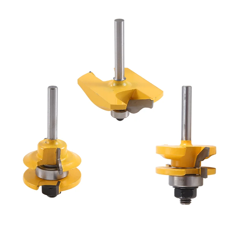 A45M-3Pc1/4 Shank Raised Panel Cabinet Door Router Bit Set - 3 Bit Ogee Woodworking Cutter Woodworking Router Bits