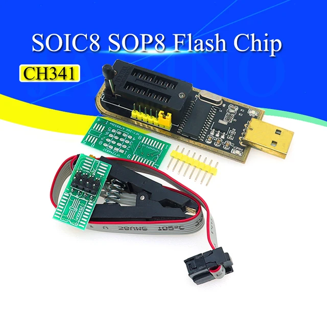 Moduł programator USB BIOS Flash EEPROM z serii CH341 24 25 + klip testowy SOIC8 SOP8 do EEPROM 93CXX / 25CXX / 24CXX