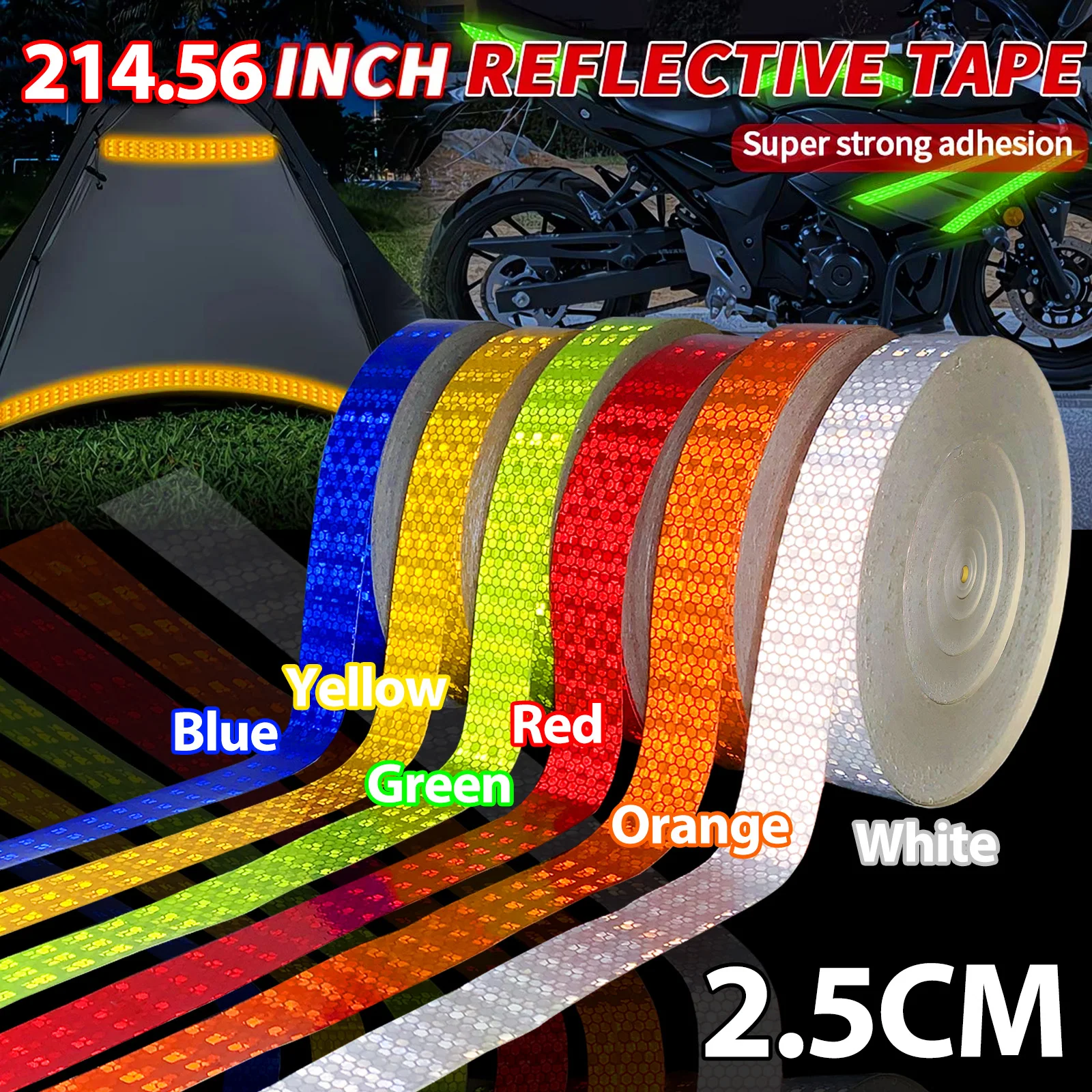 2.5cm Car Reflective Tape Auto Safety Warning Sticker Reflector Protective Tape Strip Film for Trucks Auto Motorcycle