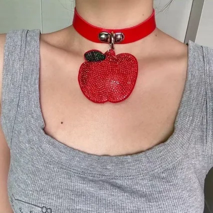 Unique Subculture Full Diamond Leather Y2K Hot Girl Handmade Necklace