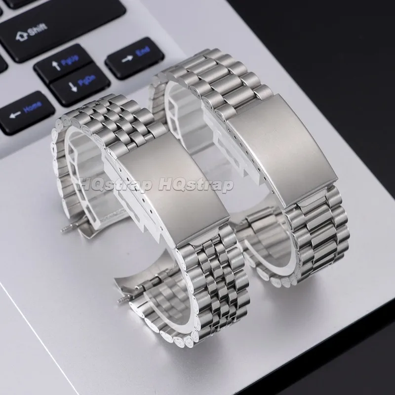 Gebogenes Edelstahl-Uhrenarmband 18/20mm, zwei Ausführungen, Metallglieder, Universalarmband für Rolex und Seiko, Faltschließe – Detail 11