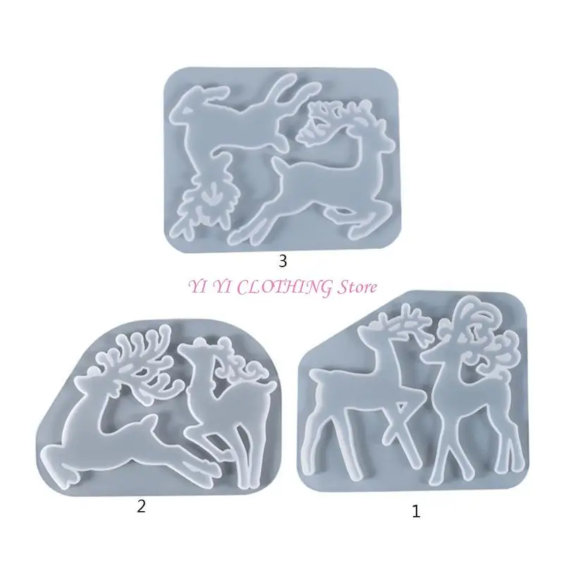 

N5KF Creative Christmas Resin Mold Handmade Elk Reindeer Ornament Mold DIY Craft