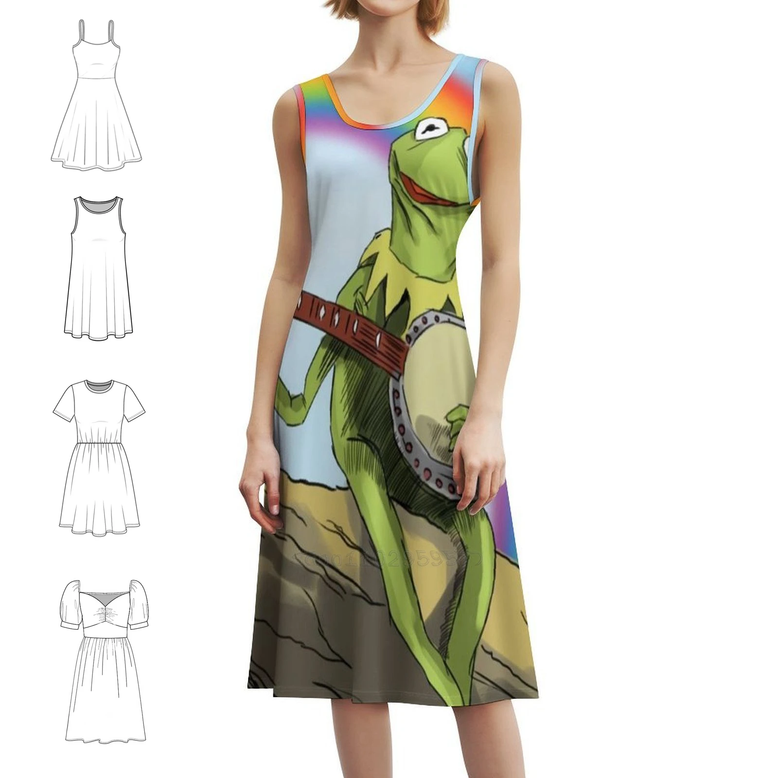 Vestido informal de estilo coreano The Rainbow 2 para mujer, vestidos sencillos de oficina para uso diario, The Animal Drummer Rainbow The Show Evening