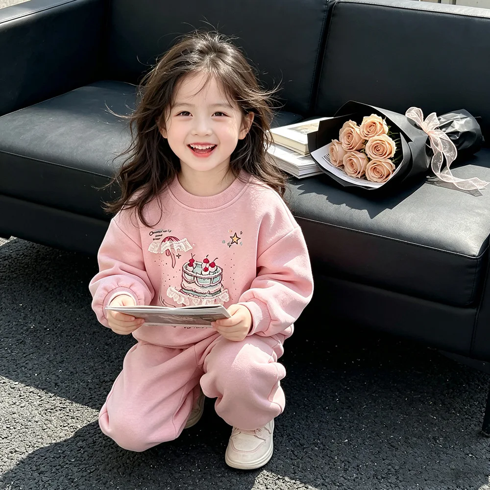 Europäisch-Amerikanische Mädchen-Sweatshirts 2026 Frühling Herbst Baby-Mädchen-Sweatshirts und Hosenanzug Niedlicher Print Pullover Oberteil Kleidung – Detail 13