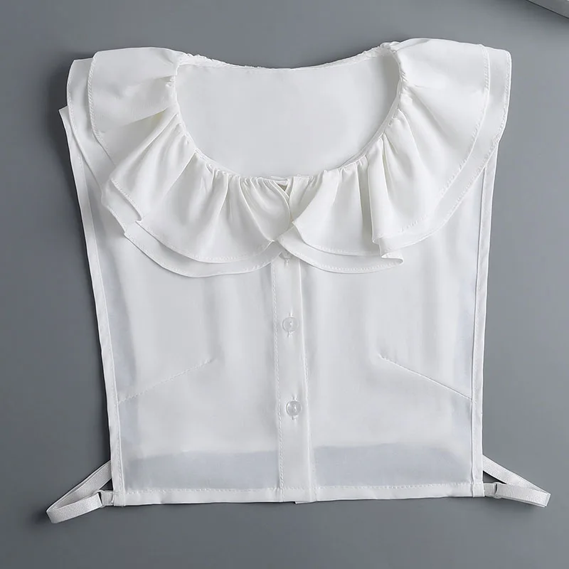 

White Solid Color Lapel Shirt Fake Collar for Womens Korean Shirt Detachable Collar Female Removable Sweater Neck False Collar
