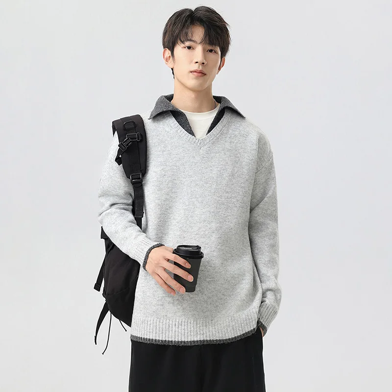 

GIOIOMen's Knit Sweater，2025Autumn and Winter Warm High Quality Anti Pilling Lapel loose Casual Sweater