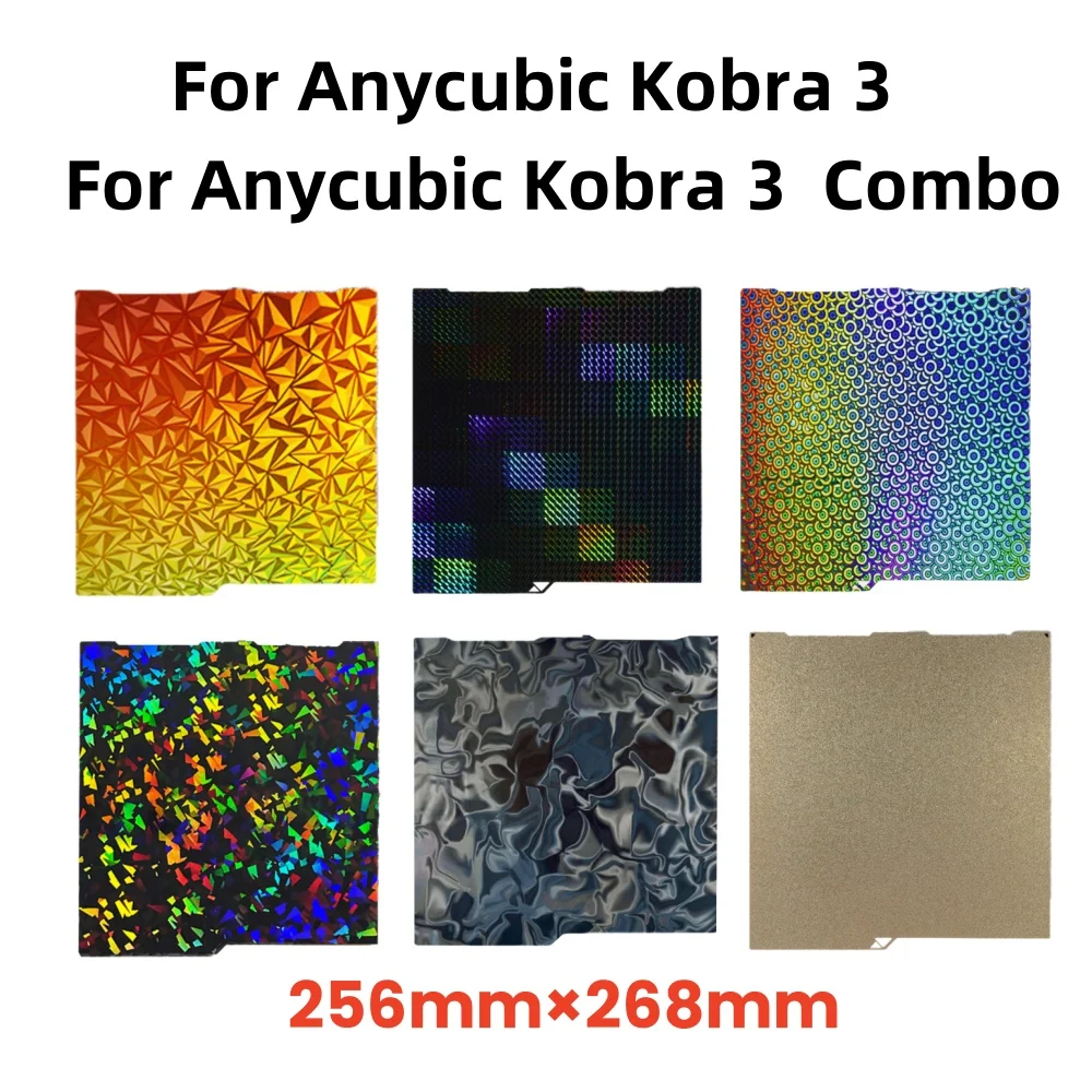 

For Anycubic Kobra 3 Build Plate 256x268 Double Side Spring Steel PEO PET PEY H1H Sheet Heated Bed 3d printer accessories Parts