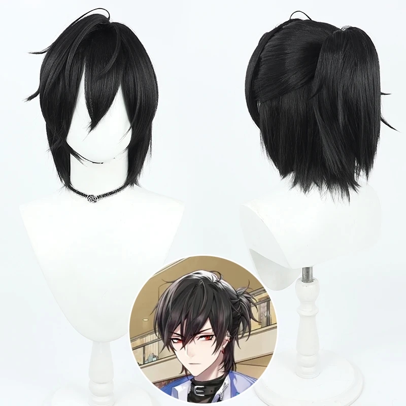 

For All Time Ayn Cosplay Wig Black Short Pigtail Heat Resistant Synthetic Hair Halloween Party Role Play Carnival + Free Wig Cap