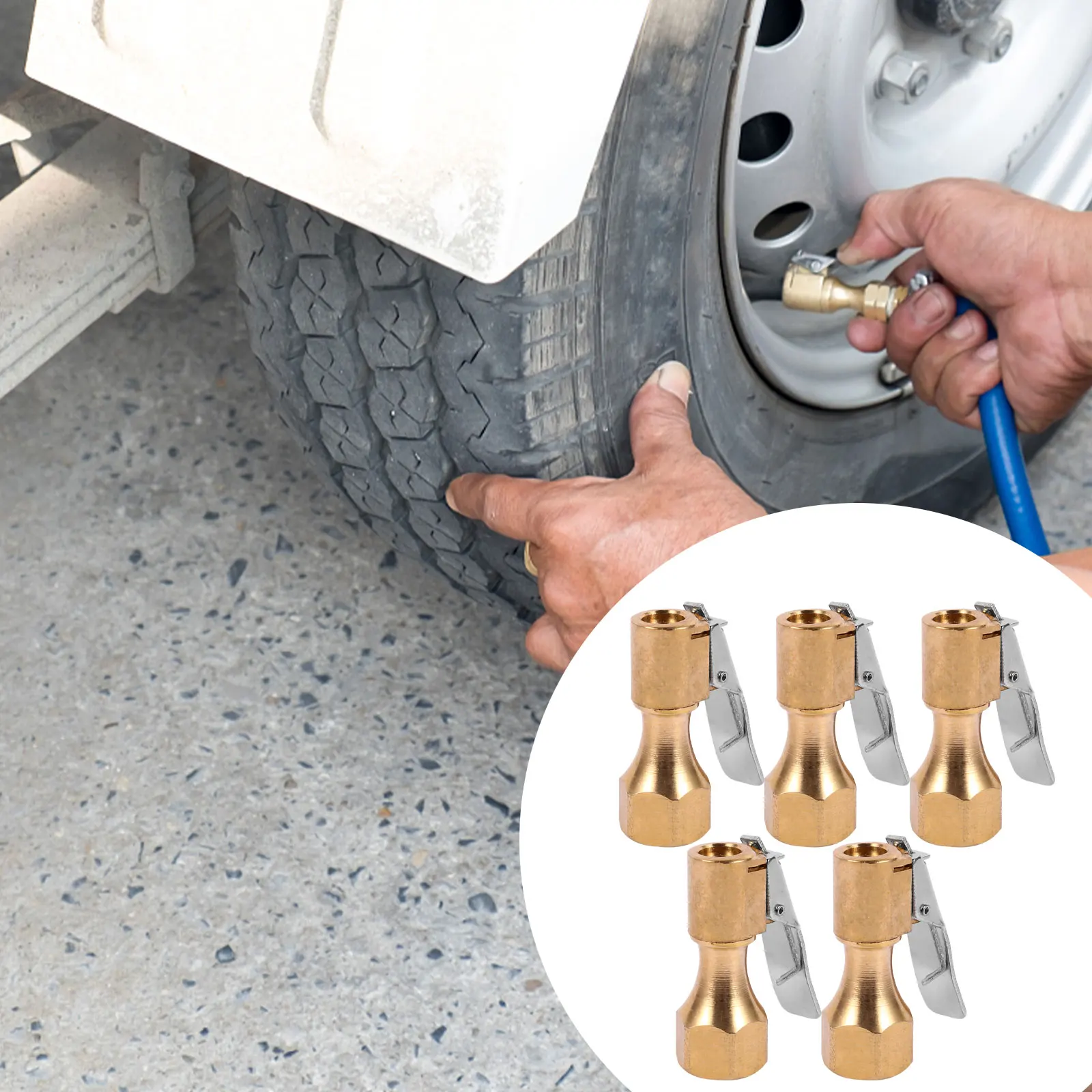 

5 pcs Air Closed Flow Solid Copper 250Psi Straight Tip For Inflator Compressor Accessory Tire Inflator Chuck Pneumatic Chuck