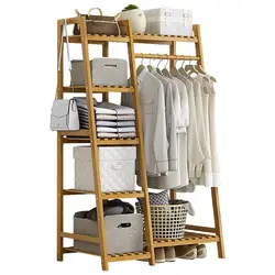 Multi-Layer Standing Clothing Hanger Rack Coat Hanger Clothing Rack with Shelf Laundry Organizer for Bedroom Cloakroom Dormitory