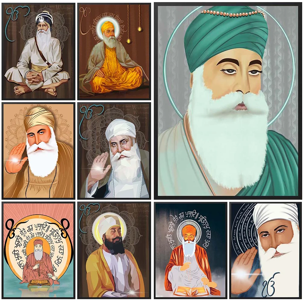 

Handdrawn Sikh Religious Religion Poster Wall Pictures For Living Room Home Decor Poster Wall Art Canvas Painting Unframed