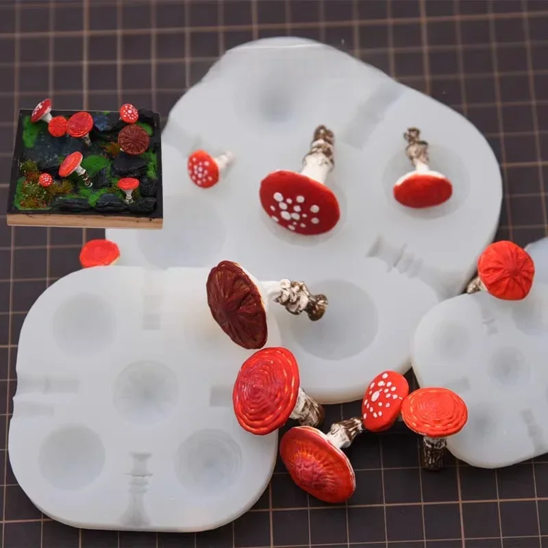 Ultra Light Clay Mini Mushroom Shape Silicone Mold DIY Handwork Making Creative Modeling Polymer Clay Mushrooms Bonsai Tools