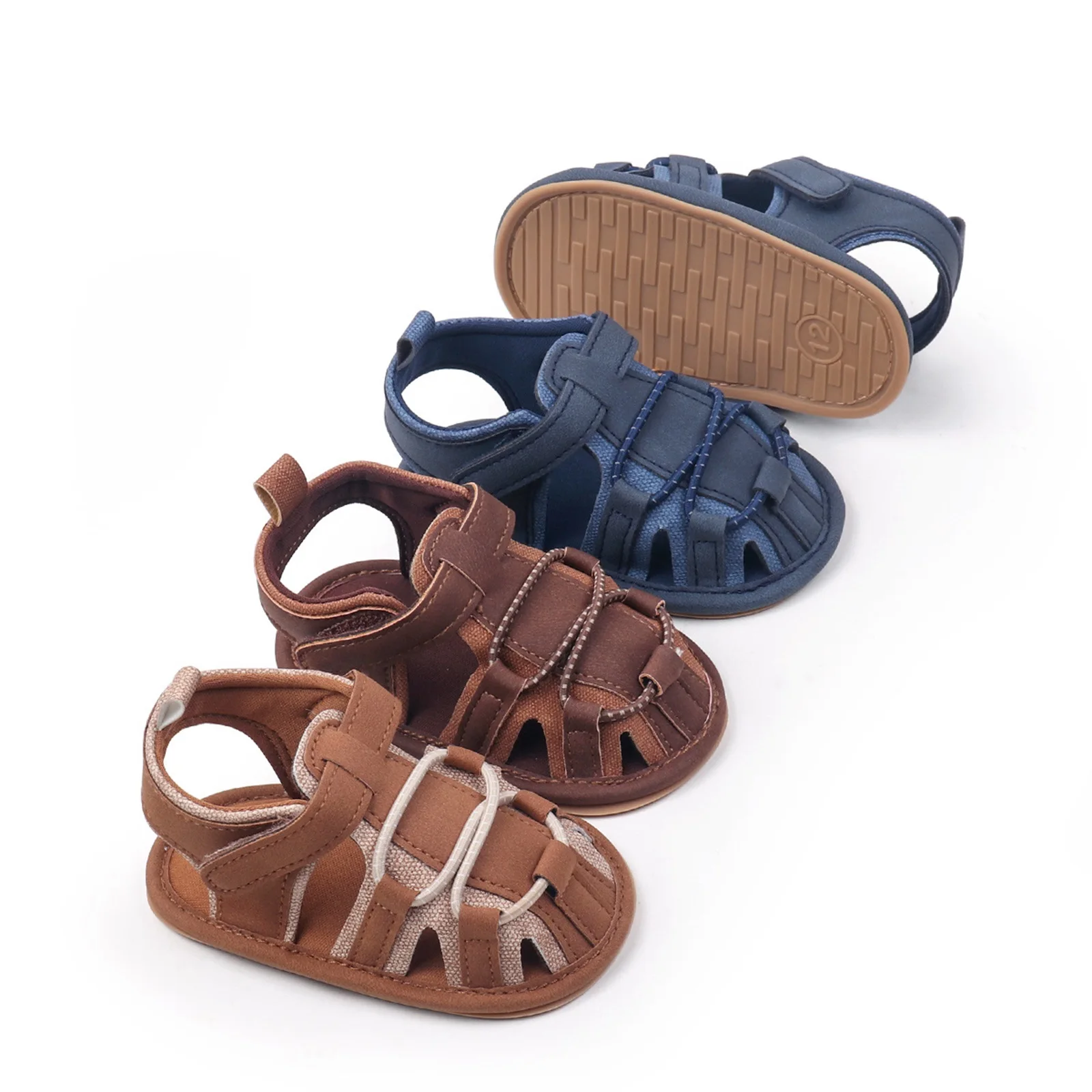 

Летние сандалии для маленьких мальчиков и девочек, однотонная обувь для первой ходьбы с застежкой на липучке, удобная обувь для малышей