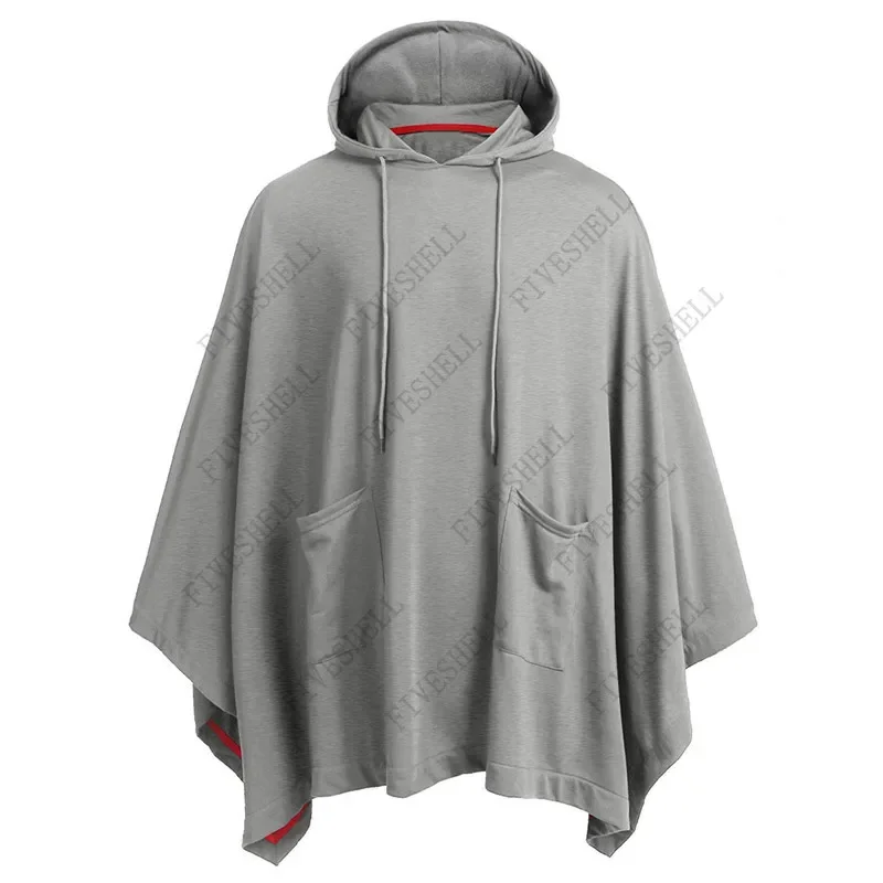 Poncho à capuche décontracté pour hommes, manteau à la mode, sweat à capuche, chemise de protection, streetwear hip hop, pull avec poche, unisexe, 550 cape