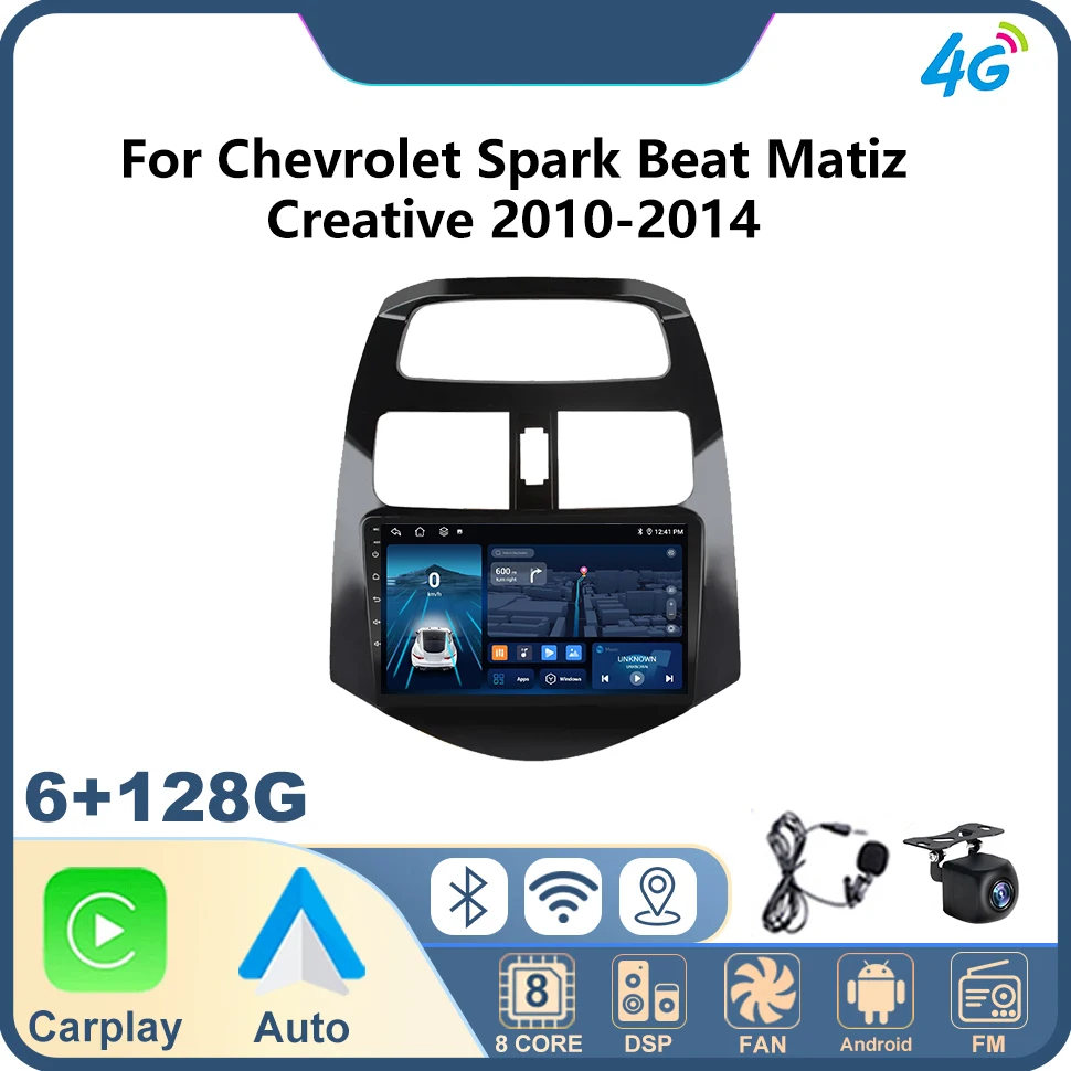 

Android Auto Car Stereo Radio for Chevrolet Spark Beat Matiz Creative 2010-2014 Carplay Player Navi GPS 2Din QLED Vehicle Audio