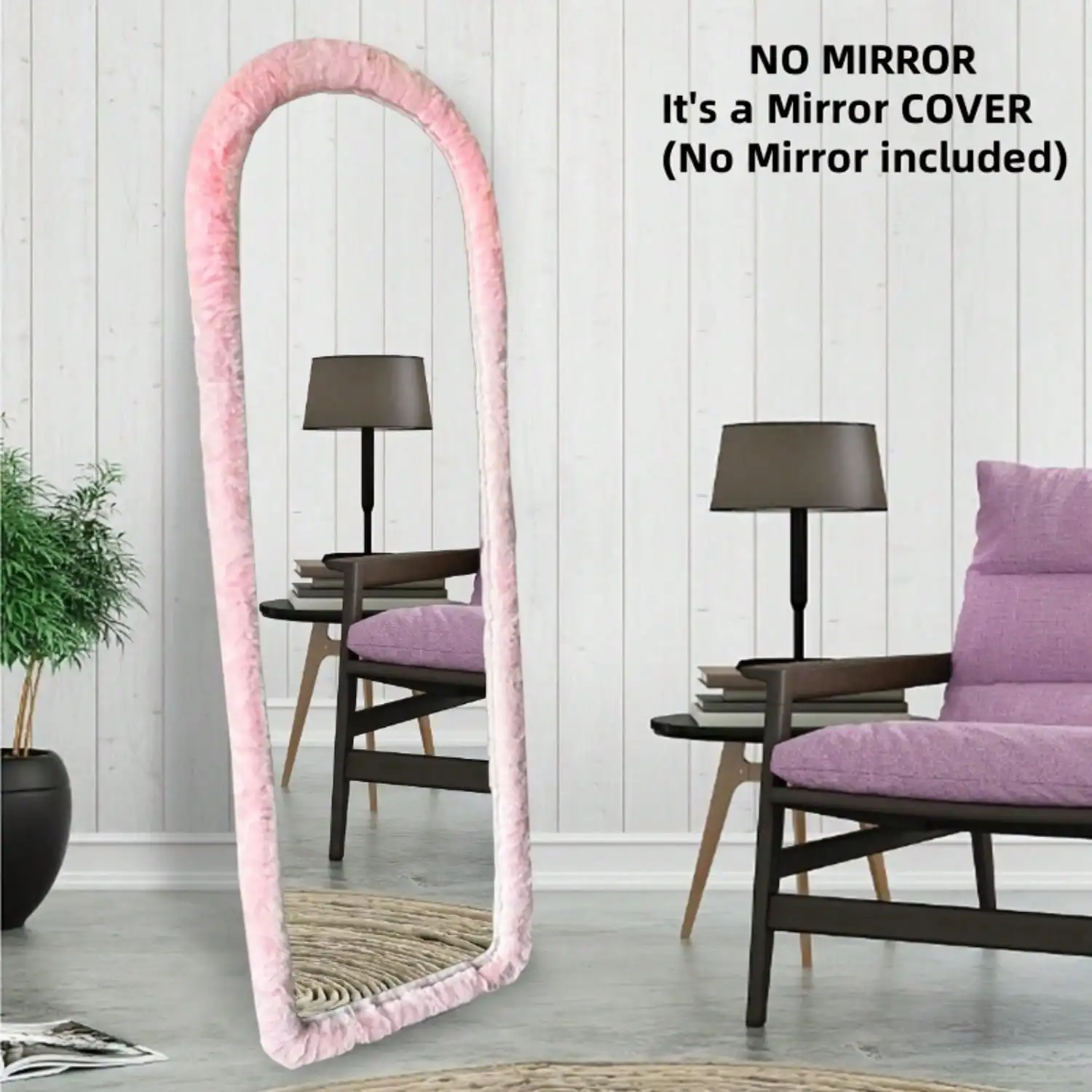 One Piece of Ultra-Soft Plush Cover for Mirrors - Features an Anti-Slip, Self-Standing Design Suitable for Full Body Mirrors Measuring 64.0inch by 21.0inch - an Excellent Gift Choice for Girls, Perfect for Decorating Living Rooms, Bedrooms