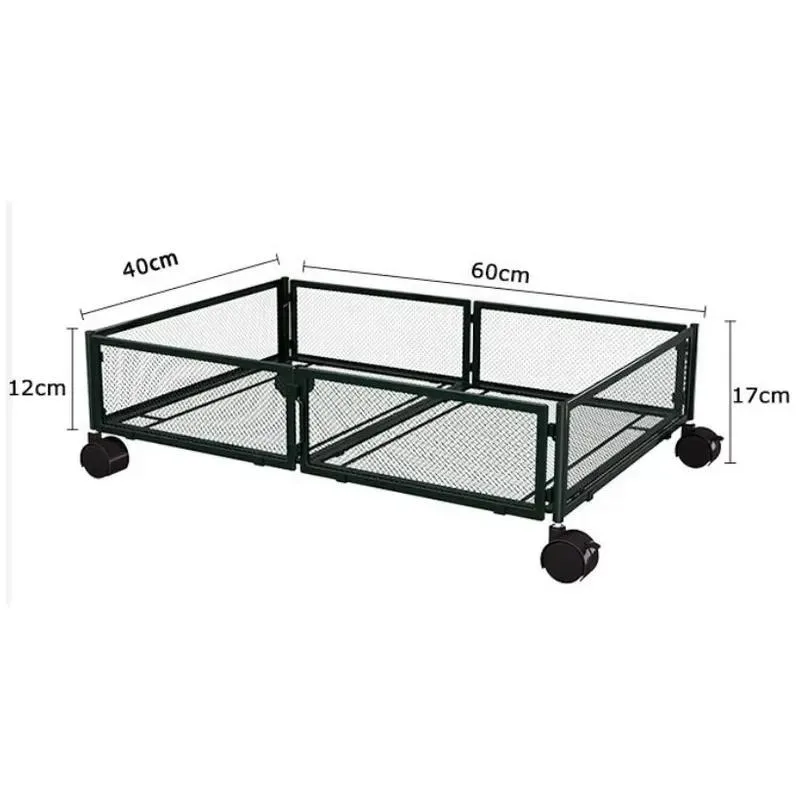 Foldable Wrought Iron Under Bed Storage Rack with Wheels for Clothes and Sundries Organization Space Saving Solution