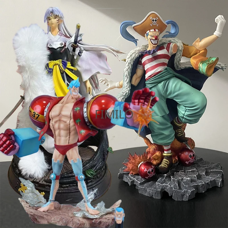 

Anime Buggy One Piece Figure Franky Double Head Statue Inuyasha Action Figure Sesshomaru Figurine Phoenix Era Tree Model Toys