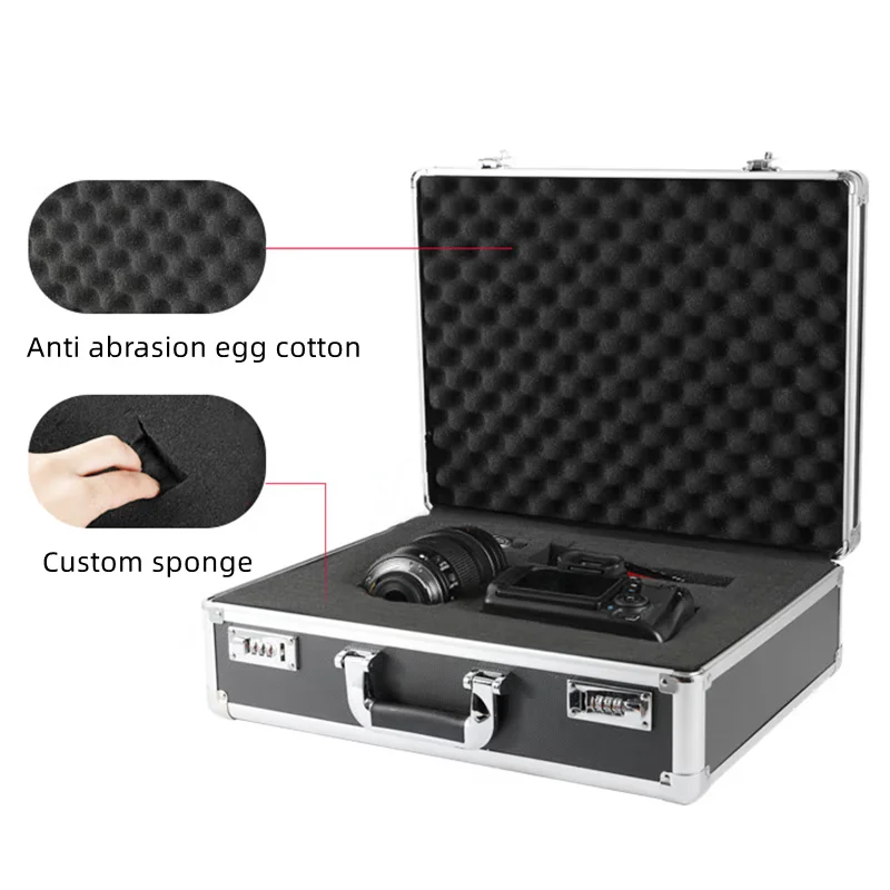 Portable Aluminum Tool Box Safety Instrument Case Waterproof Equipment Toolbox Storage Suitcase Hard Case Bag Metal Tool Case