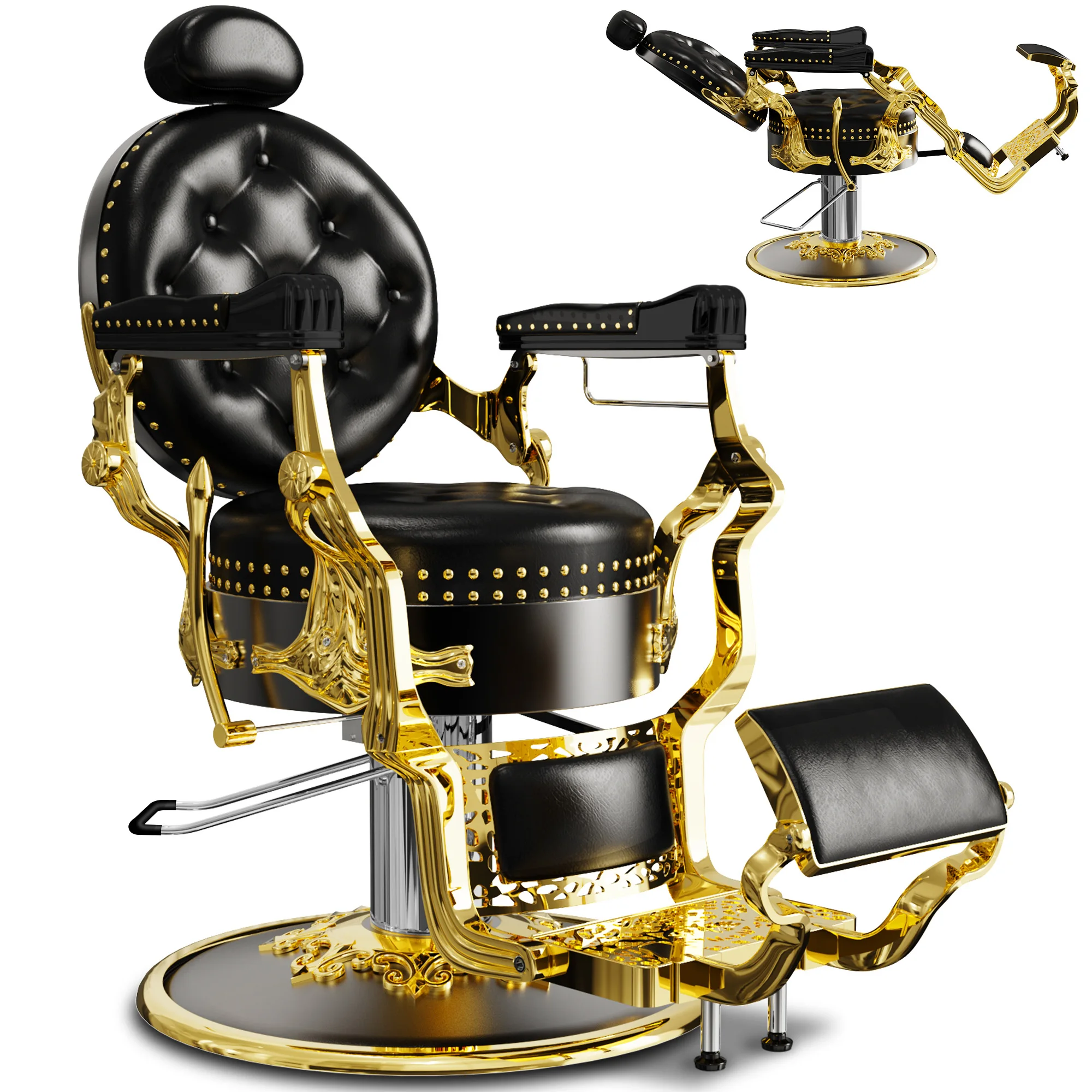 

Customized Professional Comfortable Seating Adjustable Height and Recline Professional Portable Barber Chair