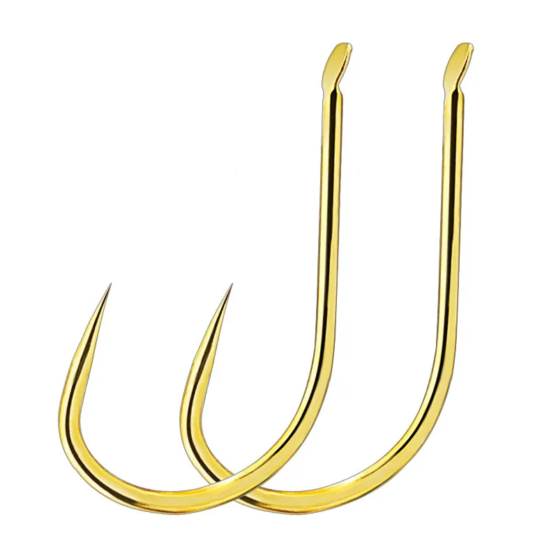 Golden Haixi Fishing Hook Thin Shank Barbed Barbless Hook Raft Stream Freshwater Fishing Sharp Durable Fish Hook Angling Tackle